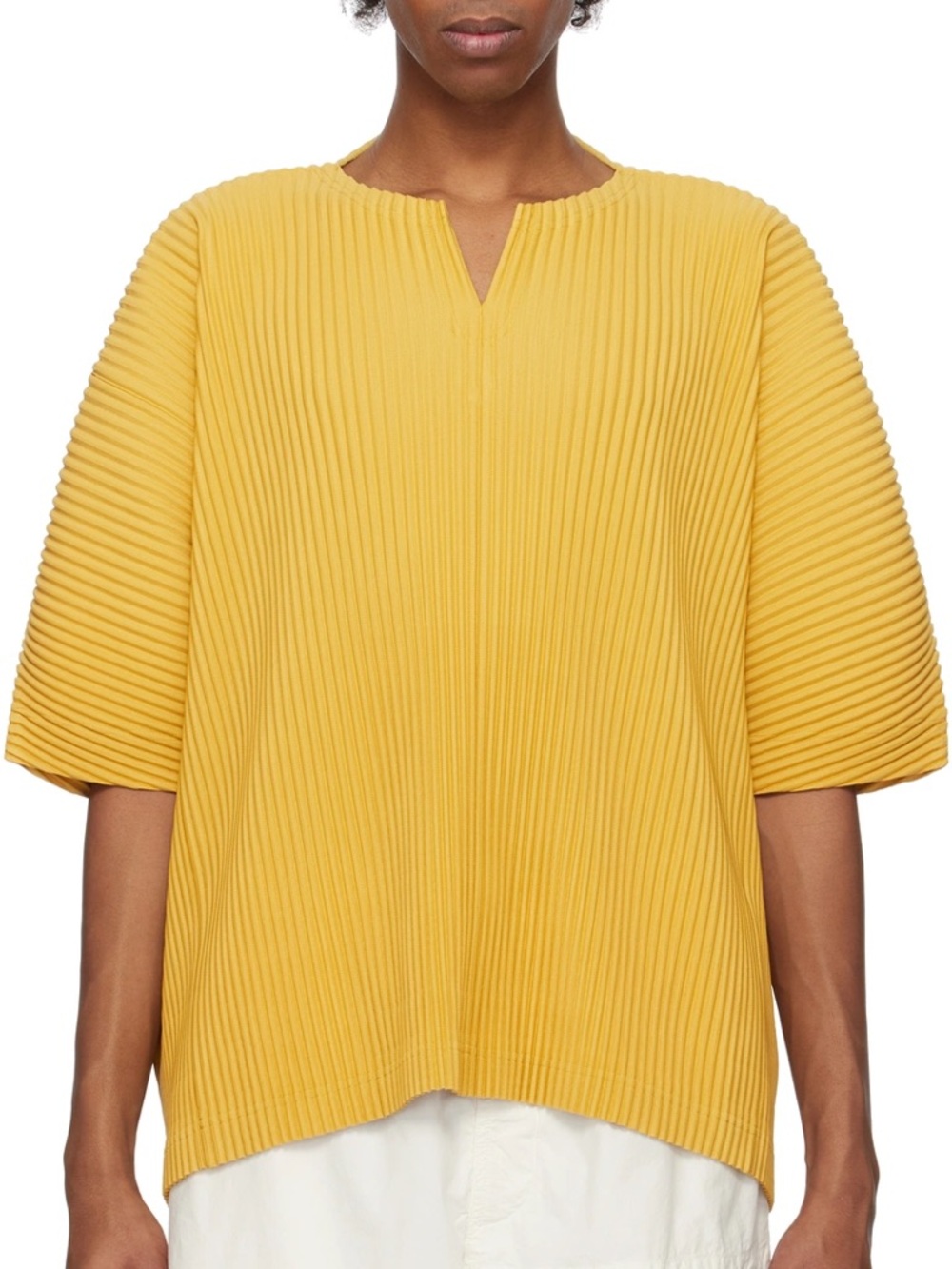 Homme Plissé Issey Miyake Mustard Yellow Pleated Men's Shirt Size XL 4 - Picture 13 of 15